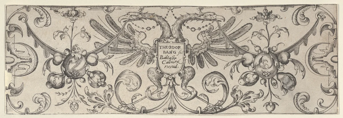 Plate 1, from "Friezes with Birds, Flowers and Meandering Wreaths and Scrolls" by Theodor Bang, print, 1600-1620