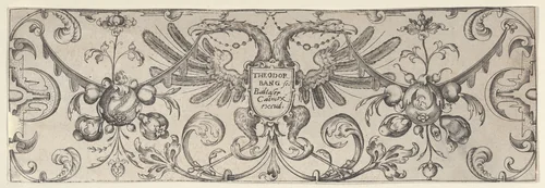 Plate 1, from "Friezes with Birds, Flowers and Meandering Wreaths and Scrolls" by Theodor Bang, print, 1600-1620