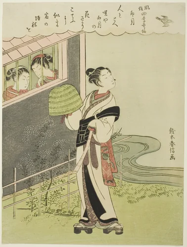 The Fourth Month (Uzuki), from the series "Popular Versions of Immortal Poets in Four Seasons (Fuzoku shiki kasen)" by Suzuki Harunobu (鈴木春信), print, 1763-1770