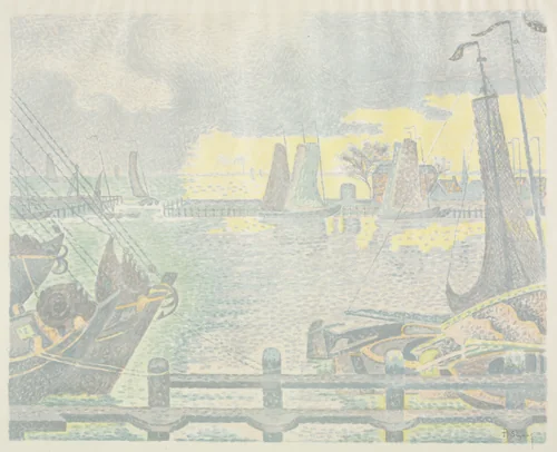 Boats at Flushing by Paul Signac, print, 1895