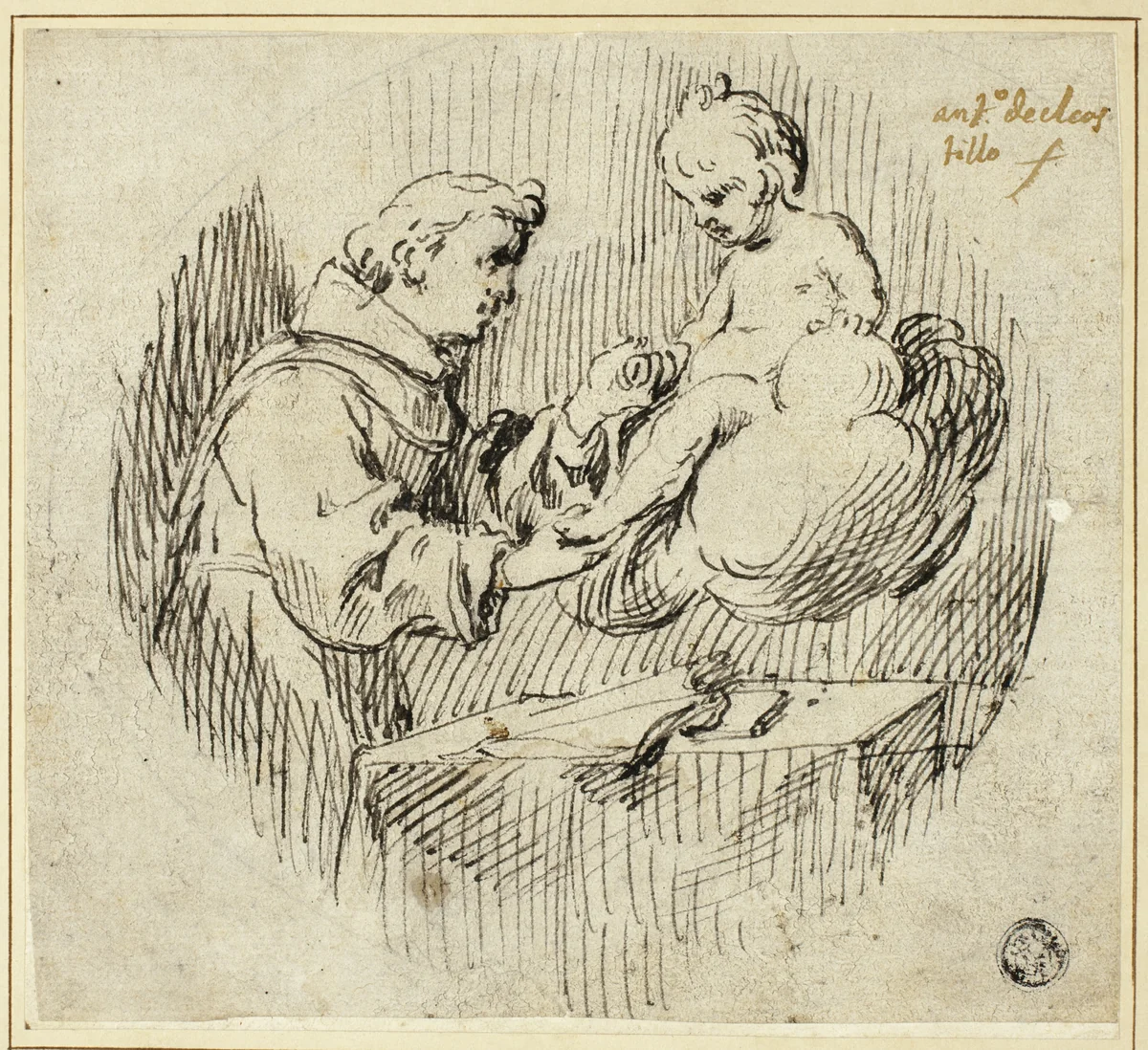 Saint Anthony of Padua with the Infant Jesus by Antonio del Castillo y Saavedra, drawing, 1636-1668