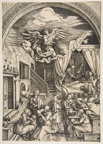 The Birth of the Virgin, from "The Life of the Virgin" by Albrecht Dürer, print, 1503