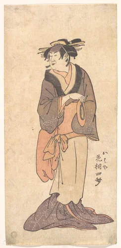 The Onnagata Actor Hanagiri Toyomatsu (Shisei) III as Ohaya by Ryūkōsai Jokei, print, 1793