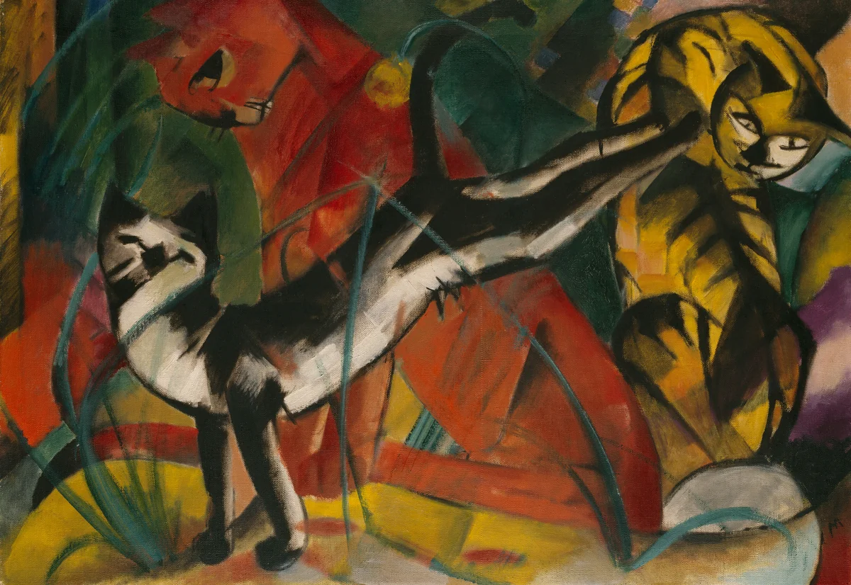 Drei Katzen by Franz Marc, painting, 1913