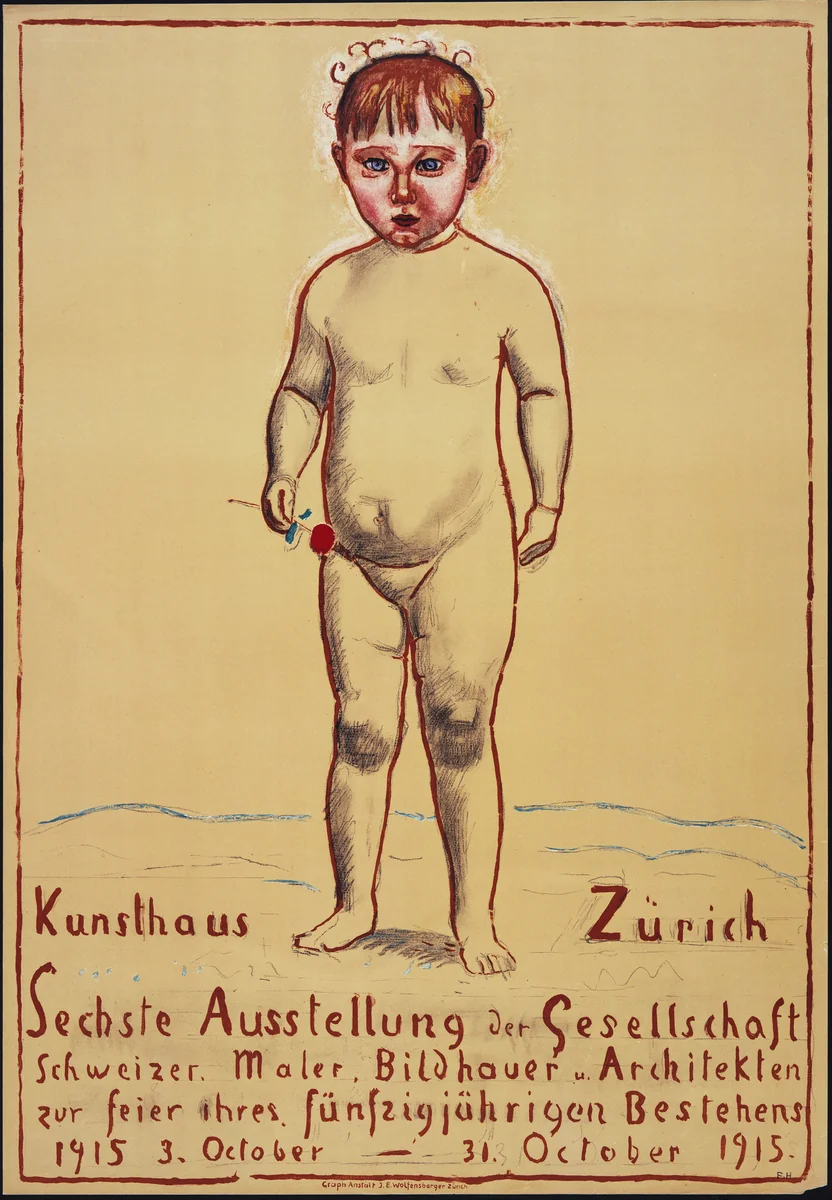 Sechste Ausstellung der Gesellschaft Schweizer. Maler, Bildhauer, u. Architekten by Ferdinand Hodler, design, 1915