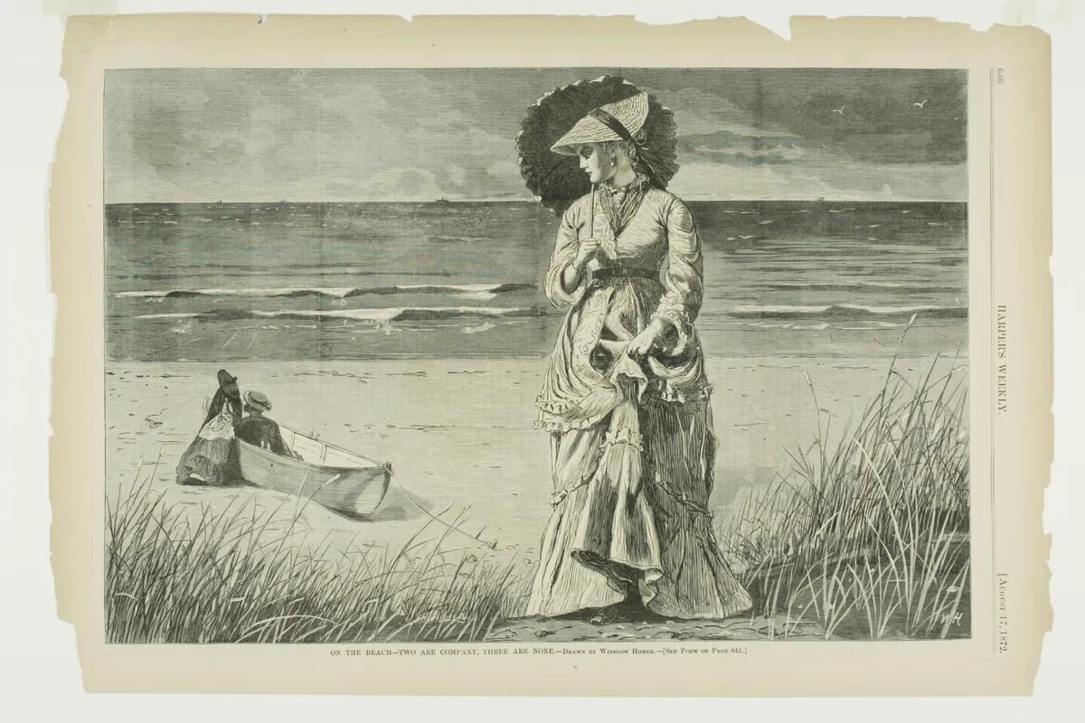 On the Beach—Two Are Company, Three Are None by Winslow Homer, print, 1872