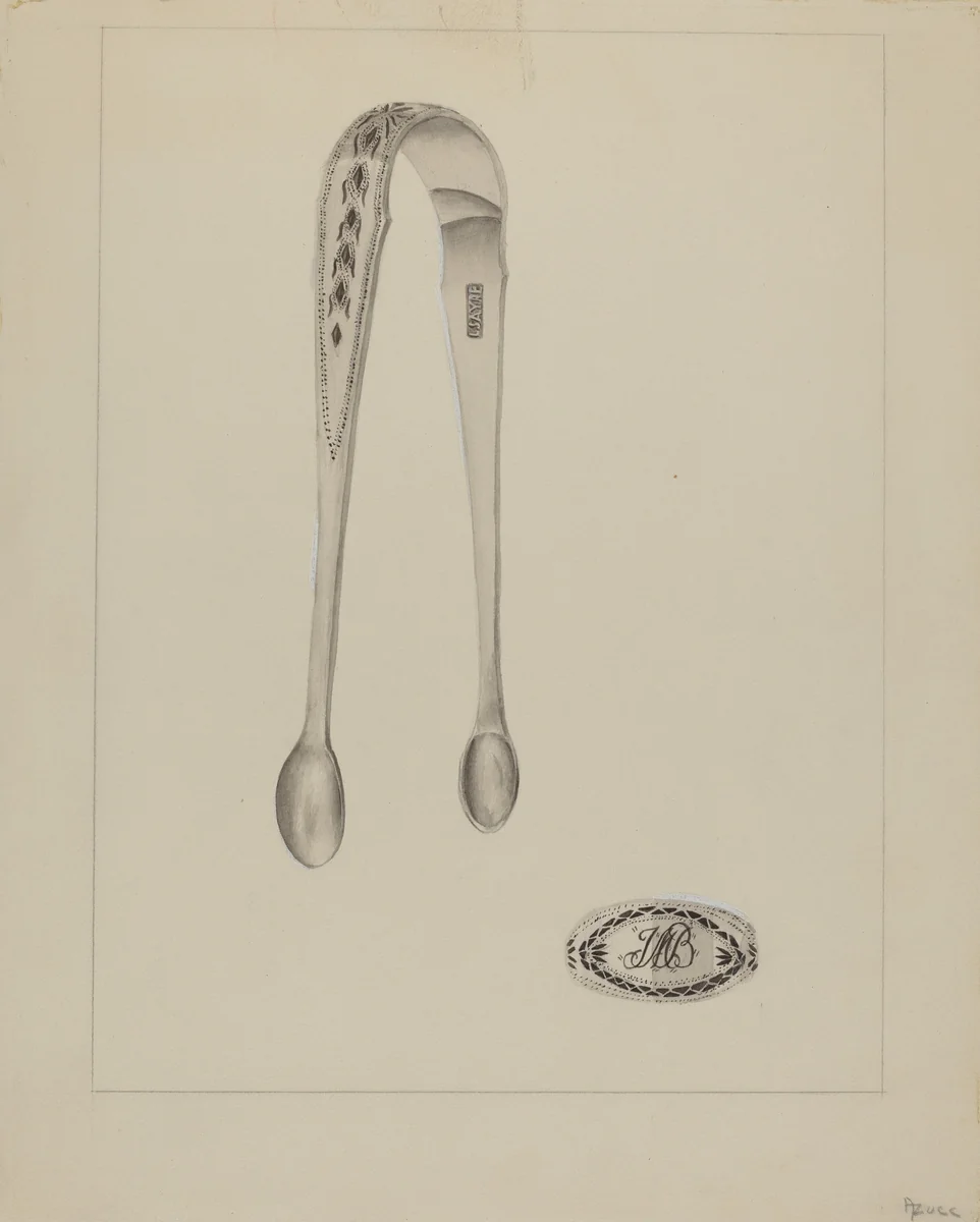 Silver Sugar Tongs by Anthony Zuccarello, index of american design, 1936