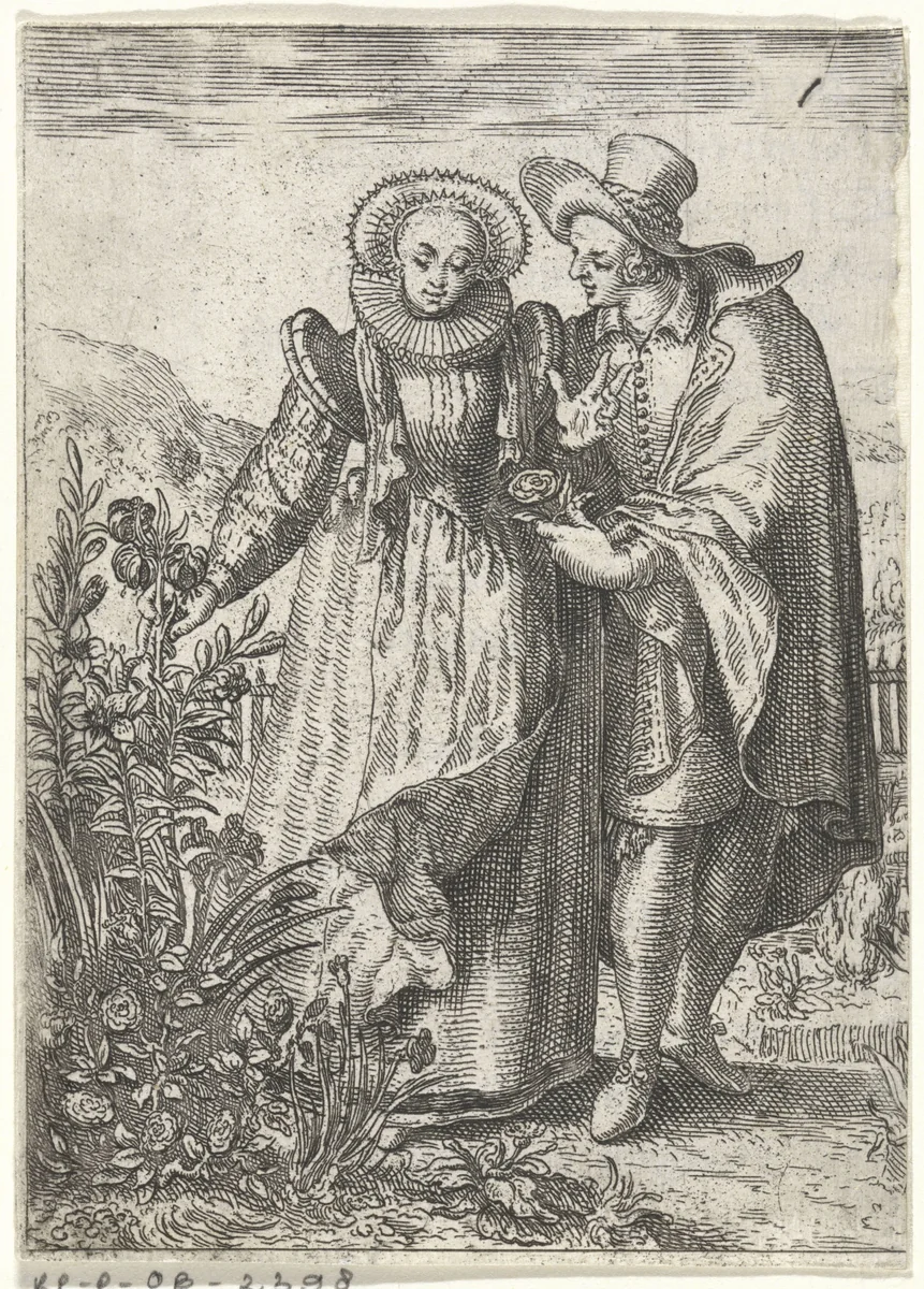 Wandelend paar by anonymous, print, 1607