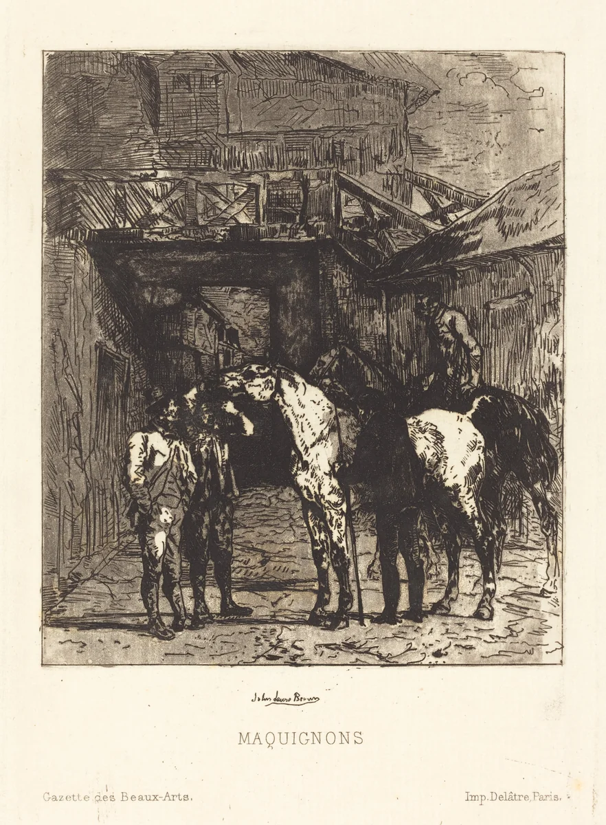 Maquignons (Horse Dealers) by John Lewis Brown, print, 1829-1890