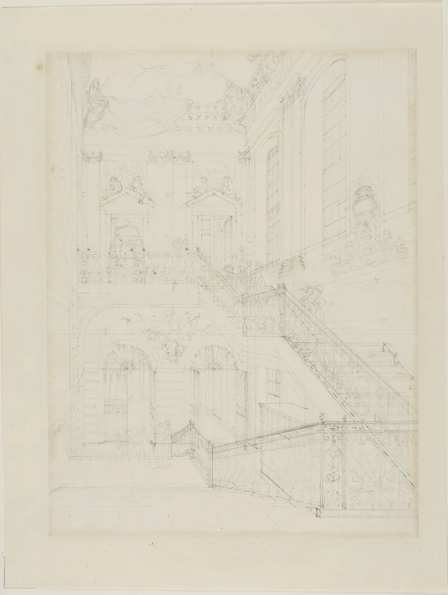 Study for The Hall and Staircase, British Museum, from Microcosm of London by Augustus Charles Pugin
Thomas Rowlandson, drawing, 1807-1808