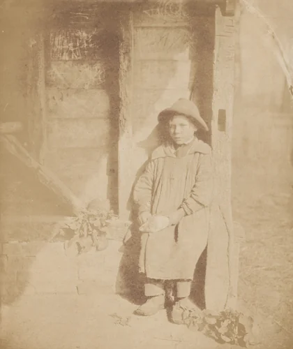 Boy Peeling Turnip by William Sherlock, photograph, 1849-1859