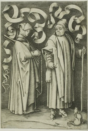 The Churchgoers by Israhel van Meckenem, print, 1495-1503