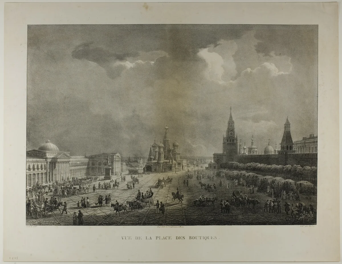 View of the Square of the Merchants by Jean-Baptiste Cadolle, print, 1833