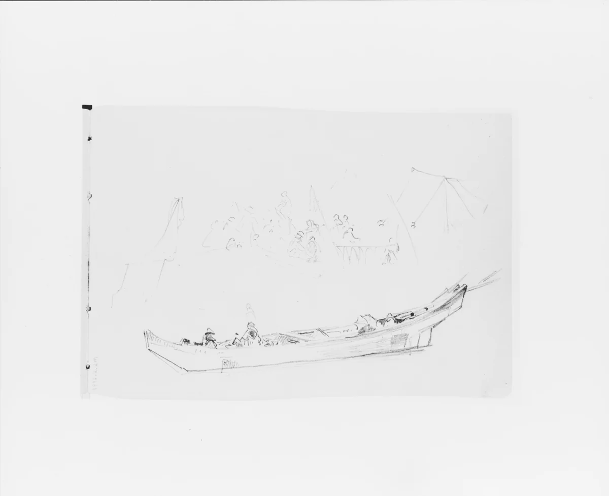 Boat and Encampment (from Sketchbook X) by William Trost Richards, artwork, 1885