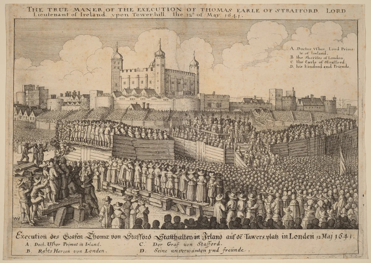 Execution of Thomas Wentworth by Wenceslaus Hollar, print, 1641