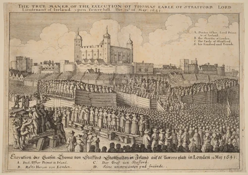 Execution of Thomas Wentworth by Wenceslaus Hollar, print, 1641