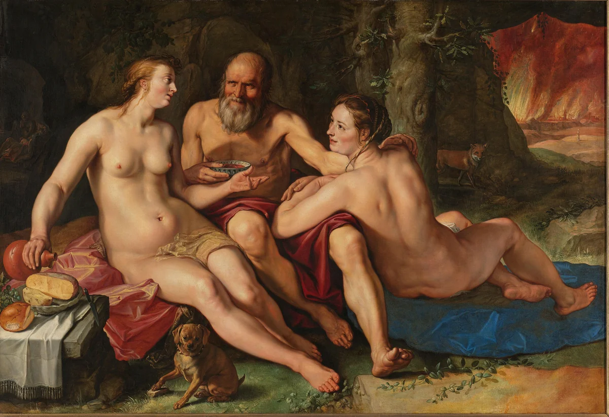 Lot and his Daughters by Hendrick Goltzius, painting, 1616