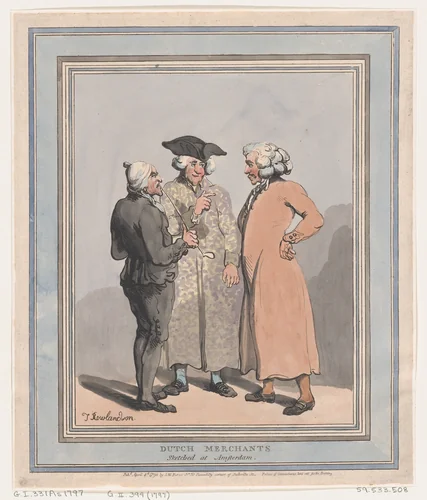 Dutch Merchants Sketched at Amsterdam by Thomas Rowlandson, print, 1796