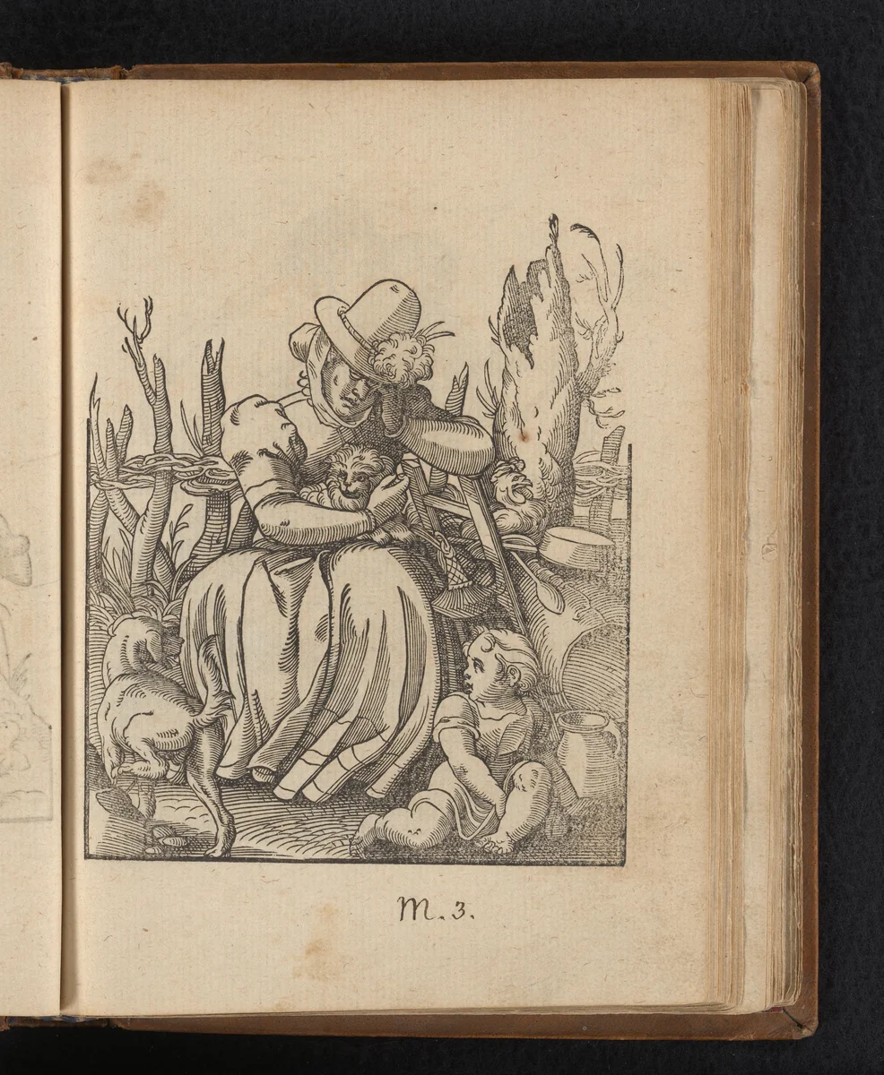 Zittende vrouw met schoothond by Unknown, print, 1578