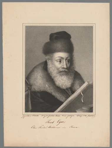 Portret van Akiva Eger by Wilhelm Dümler, print, 1830-1899