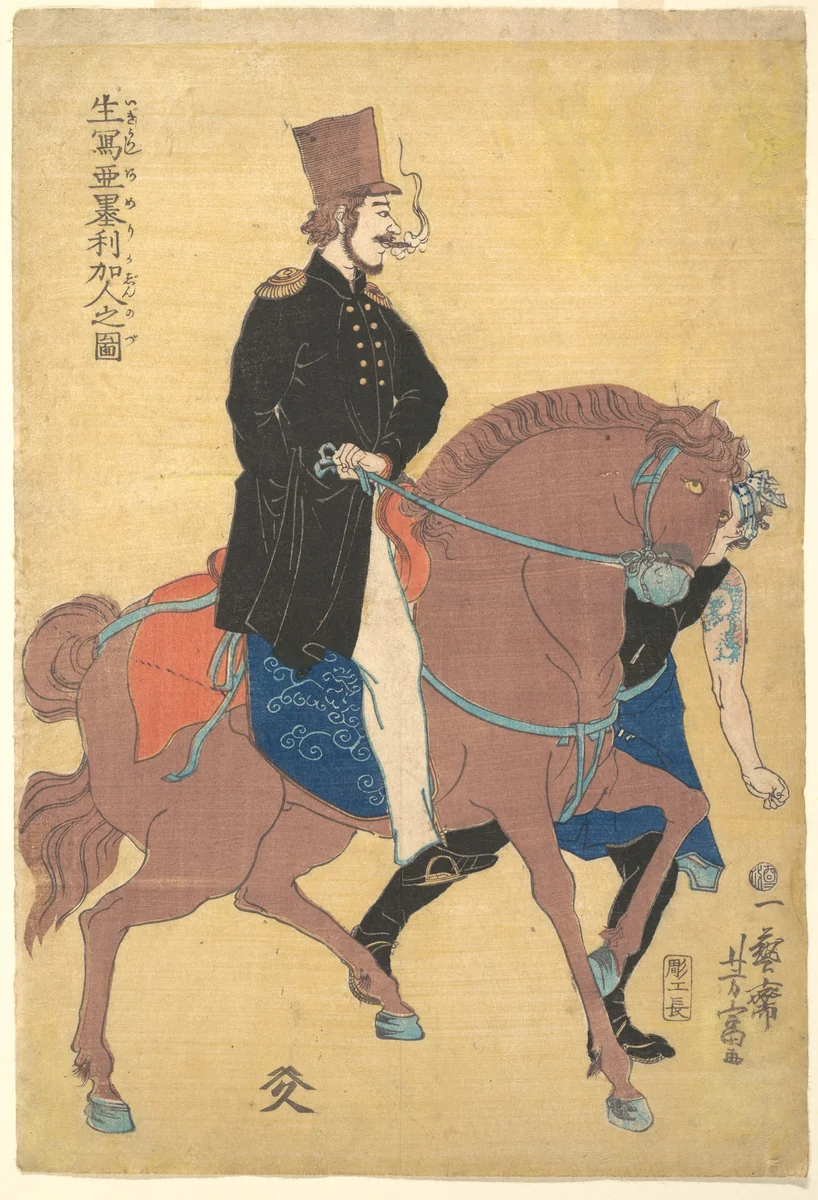 An American Drawn from Life by Utagawa Yoshitomi, print, 1861