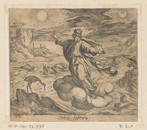 Schepping van de wereld by Antonio Tempesta, print, 1606