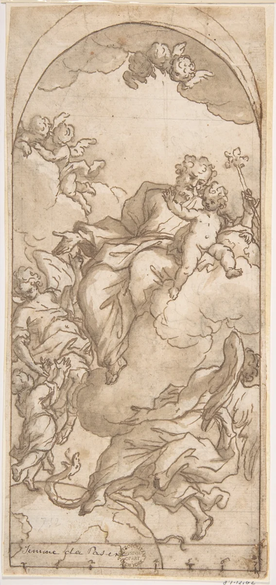 Saint Joseph and the Christ Child by anonymous, drawing, 1600-1700