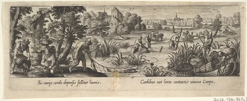 1 of 8 plates on Hunting and Fishing by Hans Bol, print, 1580-1620