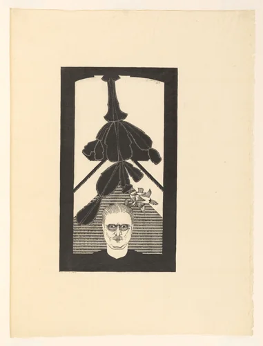 Cactus with Self-Portrait by Samuel Jessurun de Mesquita, print, 1926-1929