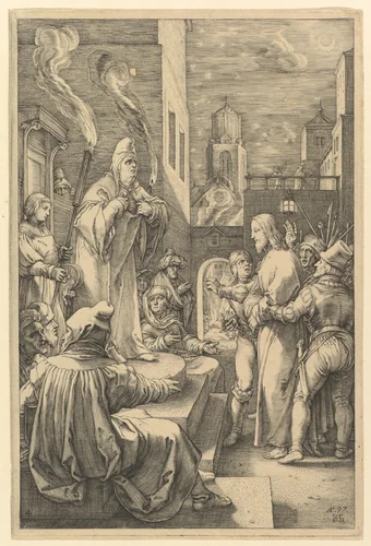 Christ Before Caiaphas, from "The Passion of Christ" by Hendrick Goltzius, print, 1597