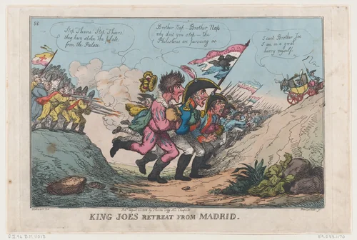 King Joe's Retreat From Madrid by Thomas Rowlandson, print, 1808