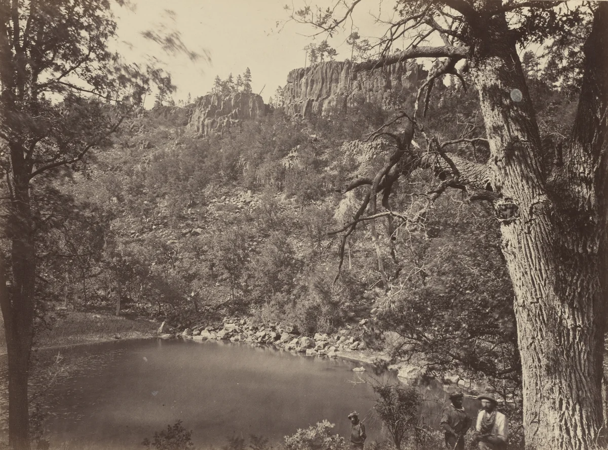 View on Apache Lake, Sierra Blanca Range, Arizona by Timothy O'Sullivan, photograph, 1871
