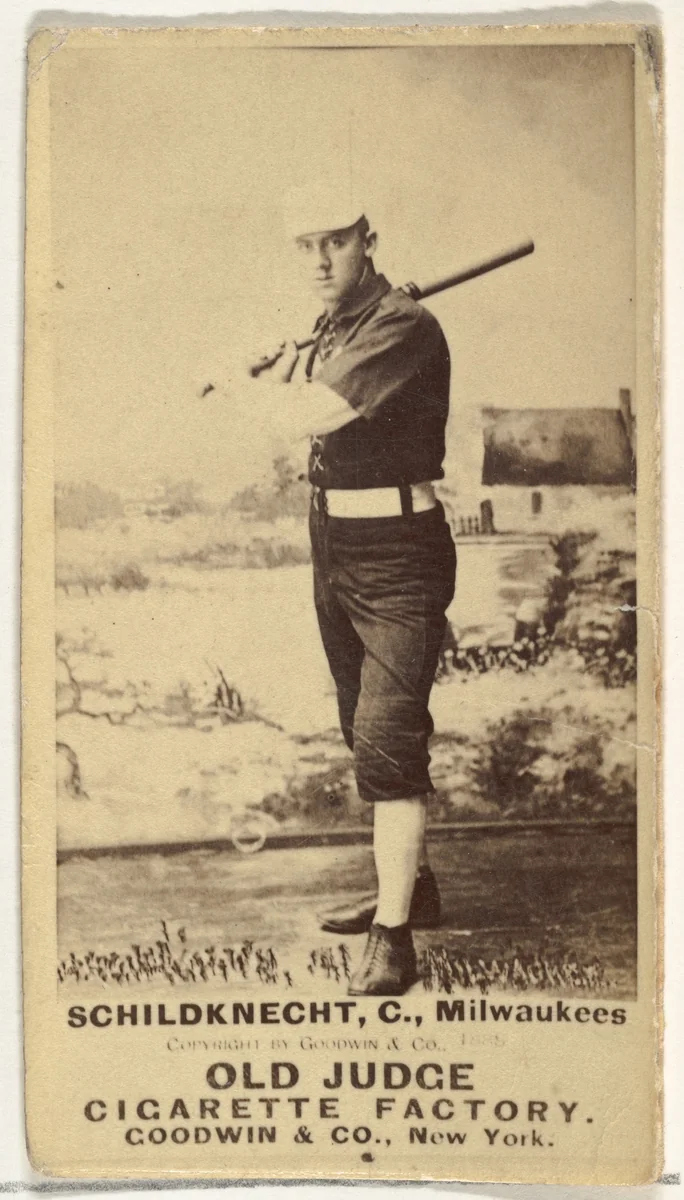 Schildknecht, Catcher, Milwaukee, from the Old Judge series (N172) for Old Judge Cigarettes by Goodwin & Company, photograph, 1888