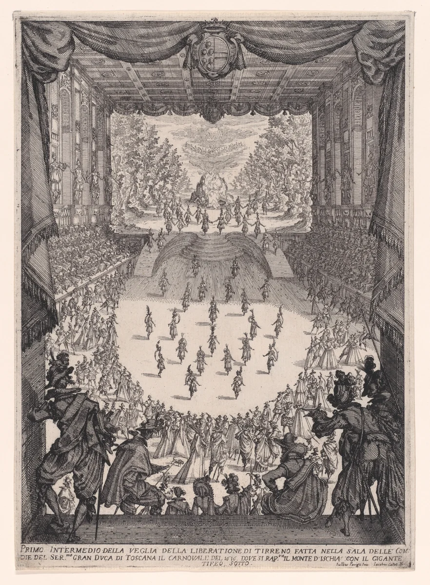 1er Intermède (1st Interlude), from Les Intermèdes (The Interludes) by Jacques Callot, print, 1616