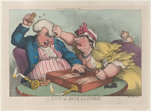 A Hitt at Backgammon by Thomas Rowlandson, print, 1810