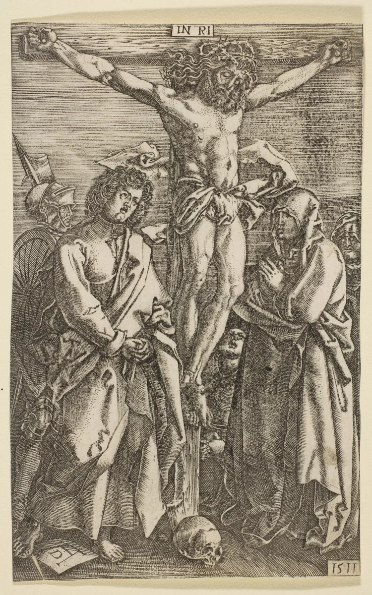 The Crucifixion, from "The Passion" (reverse copy) by Albrecht Dürer, print, 1485-1600