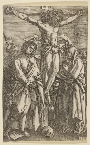 The Crucifixion, from "The Passion" (reverse copy) by Albrecht Dürer, print, 1485-1600