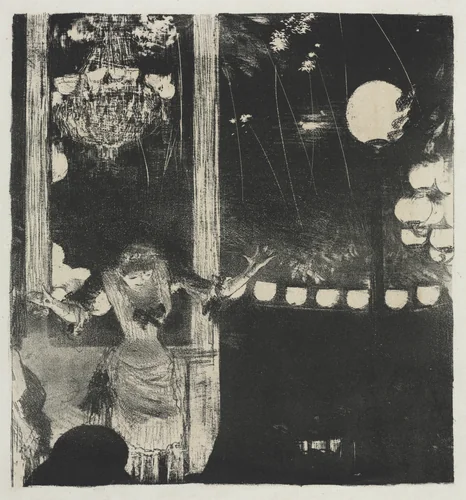 Mlle Bécat at the Café des Ambassadeurs by Edgar Degas, print, 1877-1878