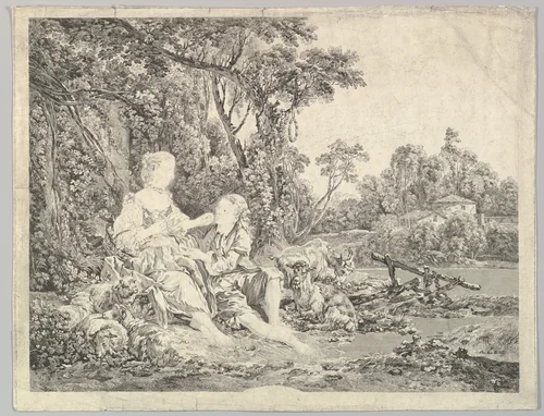Pensant-ils au Raisin? (Are They Thinking About the Grape?) by Jacques-Philippe Le Bas, print, 1722-1783