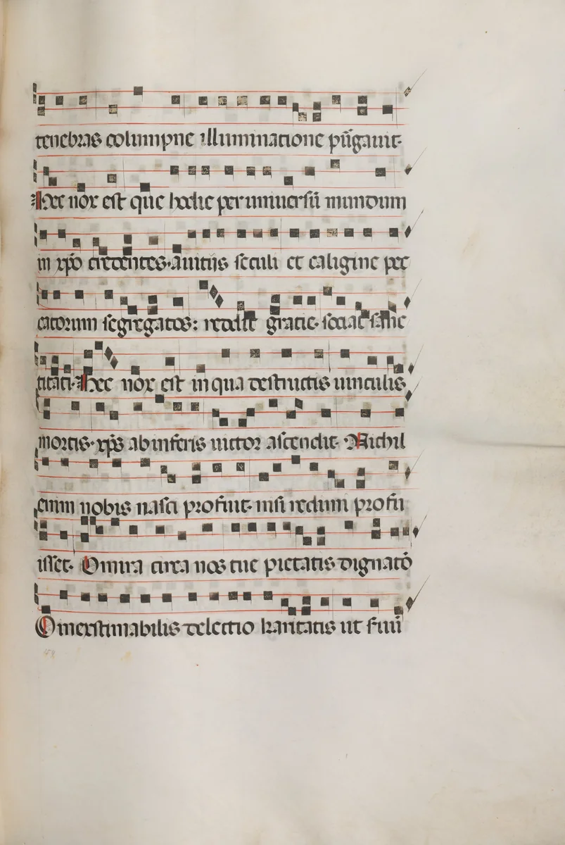 Missale: Fol. 155: Music for "Exultet" by Bartolommeo Caporali, book, 1469