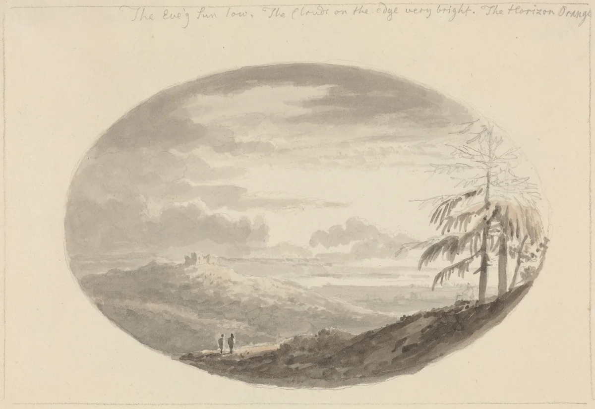 Sunset over the Valley by Anthony Devis, drawing, 1729-1817