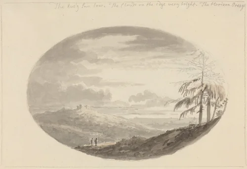 Sunset over the Valley by Anthony Devis, drawing, 1729-1817
