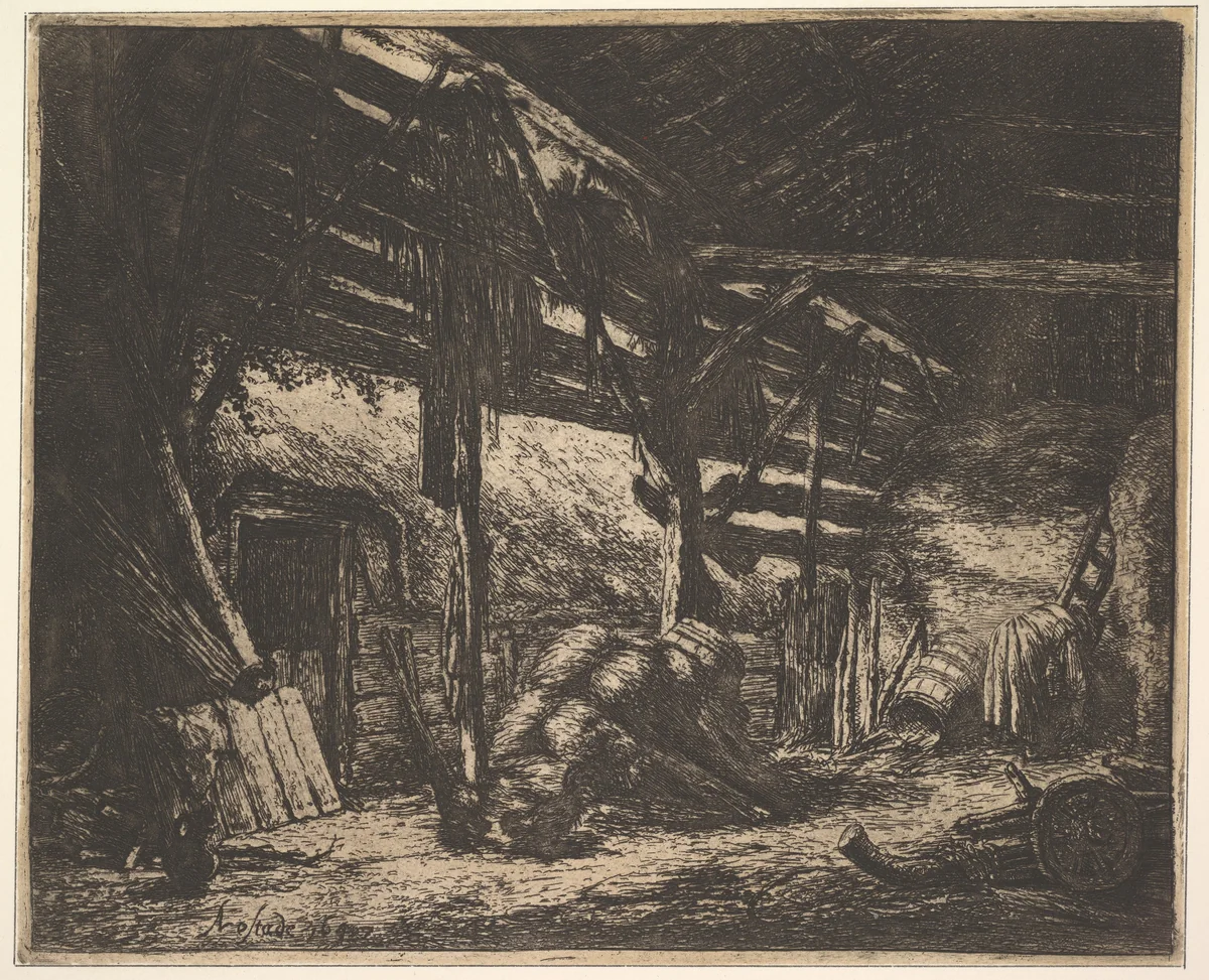 The Barn by Adriaen van Ostade, print, 1647