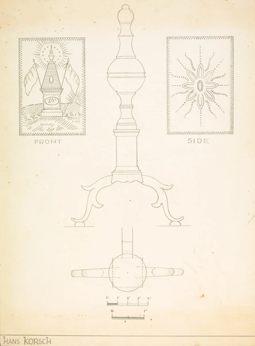 Andiron (one of pair) by Hans Korsch, index of american design, 1935-1942