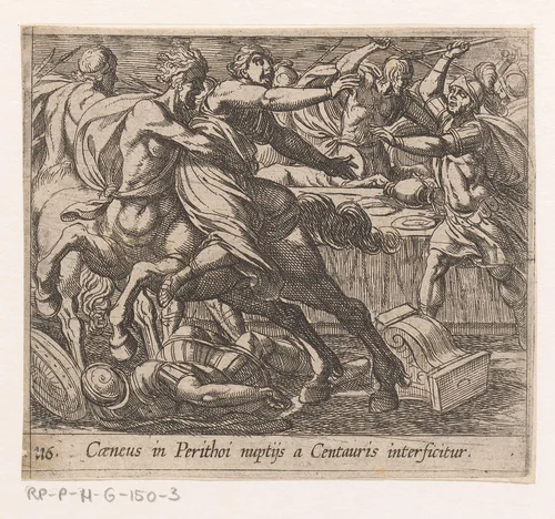 Gevecht tussen de Lapithen en de Centauren by Antonio Tempesta, print, 1606-1638
