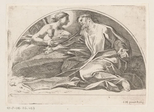 Christus en engel met wijnkelk by anonymous, print, 1635-1713
