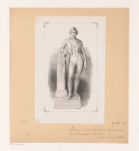 Standbeeld van Jacob Hendrik van Rechteren van Appeltern by anonymous, print, 1841-1847