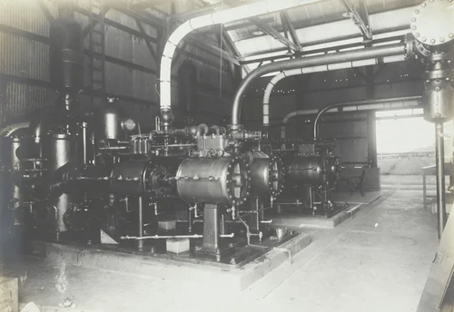 Pacific Terminal fuel oil handling plant. Interior, showing oil pumps by Unidentified Photographer, photograph, 1915