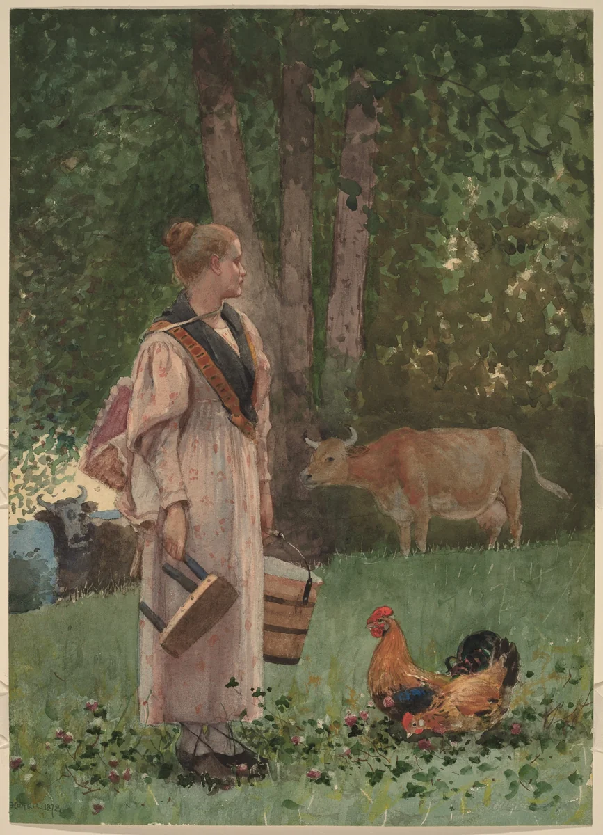 The Milk Maid by Winslow Homer, drawing, 1878