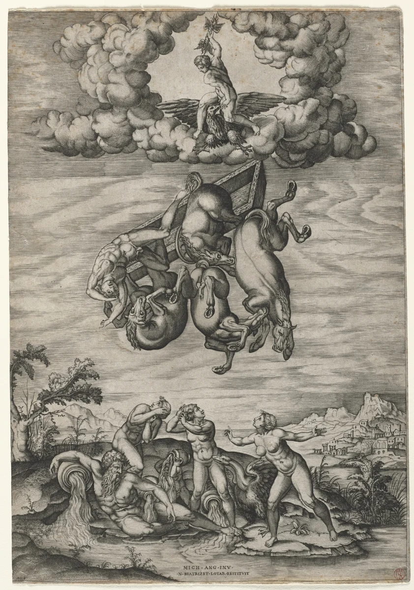 The Fall of Phaeton by Nicolas Beatrizet, print, 1540-1550